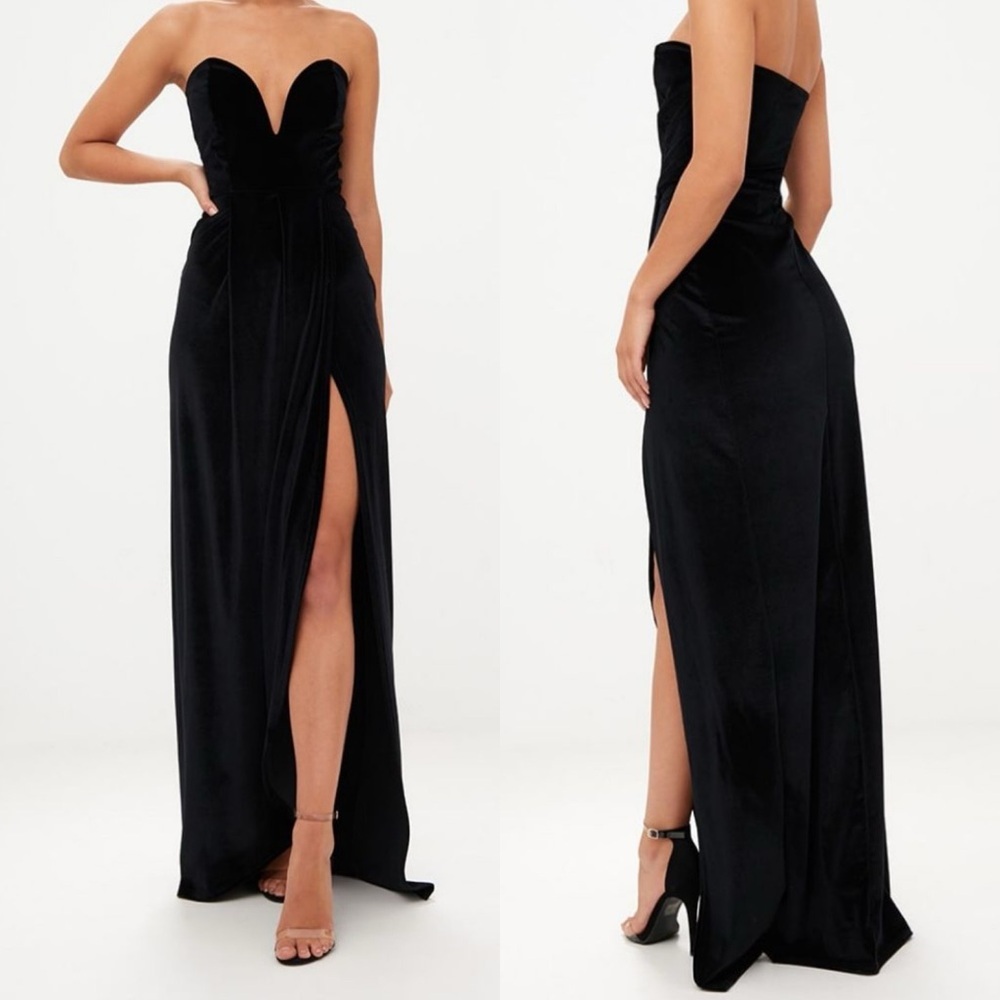 PrettyLittleThing Black Strapless Maxi Dress